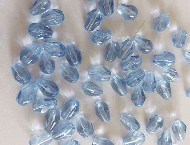 Glass Beads, Teardrop, Blue, 8mm x 6mm, 10pc