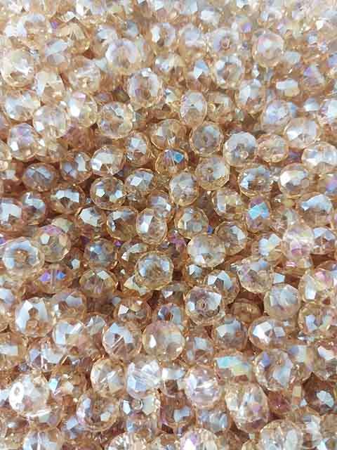 Glass Crystal Beads, Chinese Crystal Rondelle, Light Topaz Colour, 6mm x 8mm, ±25pc