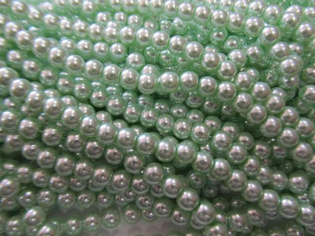 Glass Pearls, Soft Green, 6mm, ±148pc