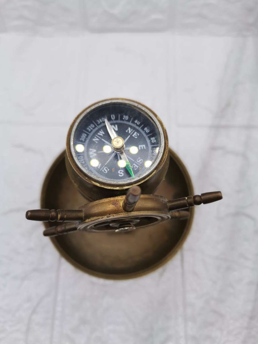 BRASS SHIP ORNAMENT WITH BUILT IN COMPASS