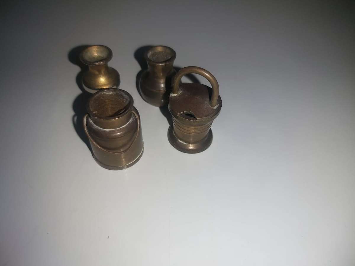 BRASS  TEMTATIONS 3CM ORNAMENTS ---REAL BRASS --ASSORTED CANISTERS
