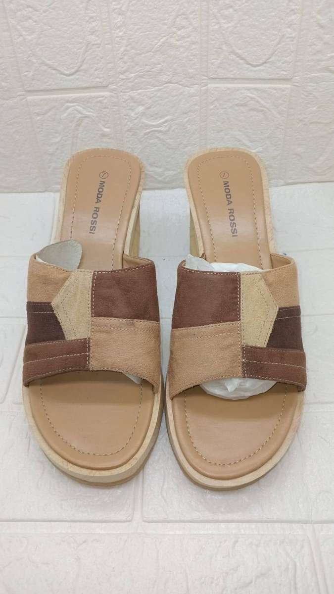 MODA ROSI SIZE 7 LADIES WEDGE SLIPPER WITH SUEDE EFFCT DETAIL