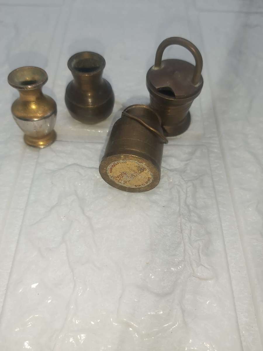 BRASS  TEMTATIONS 3CM ORNAMENTS ---REAL BRASS --ASSORTED CANISTERS