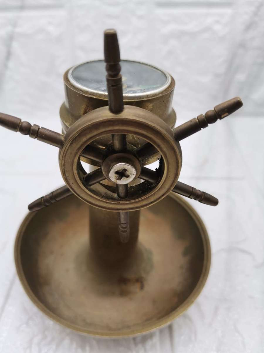 BRASS SHIP ORNAMENT WITH BUILT IN COMPASS