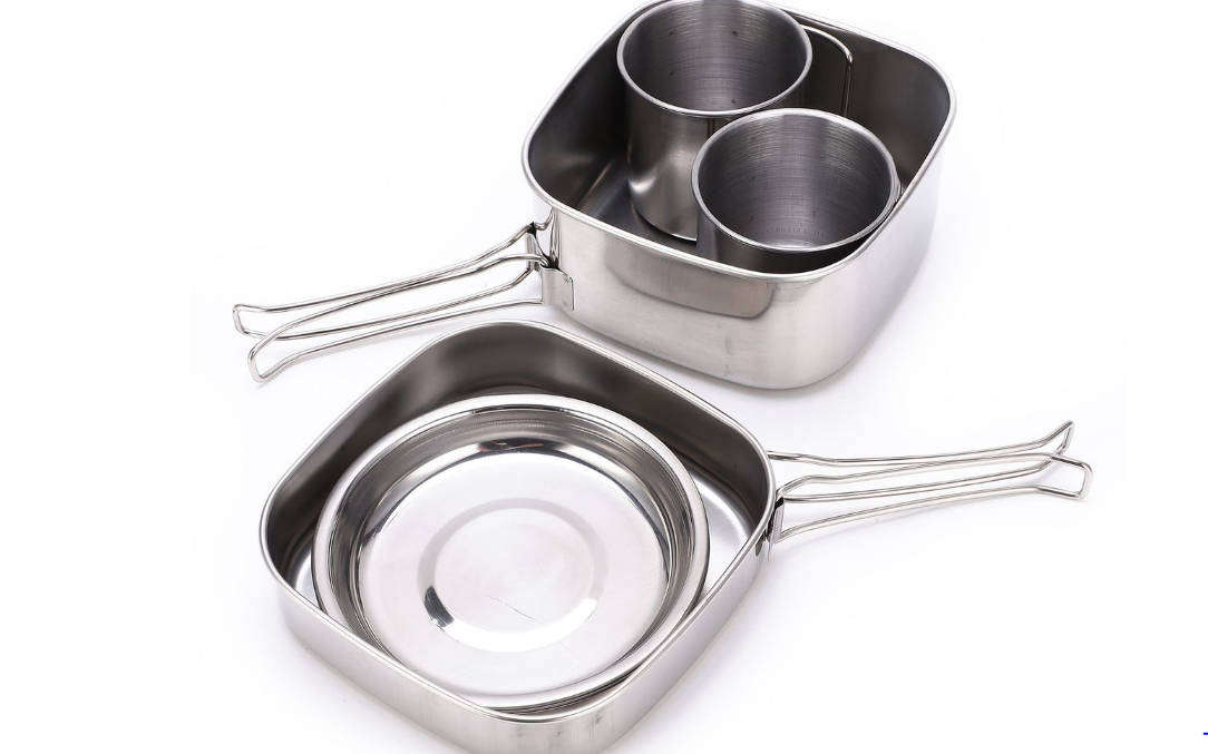 Camping Cookware Set 6Pcs Stainless Steel Portable