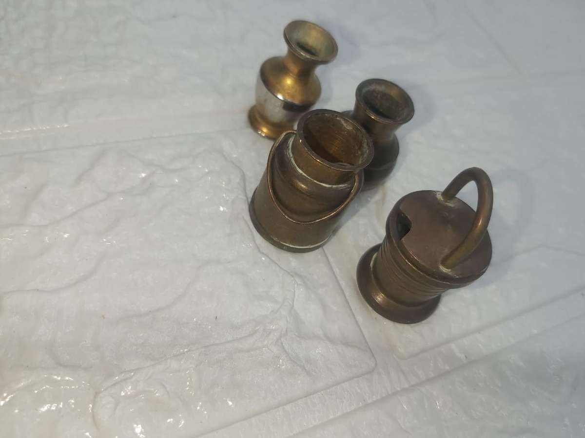 BRASS  TEMTATIONS 3CM ORNAMENTS ---REAL BRASS --ASSORTED CANISTERS