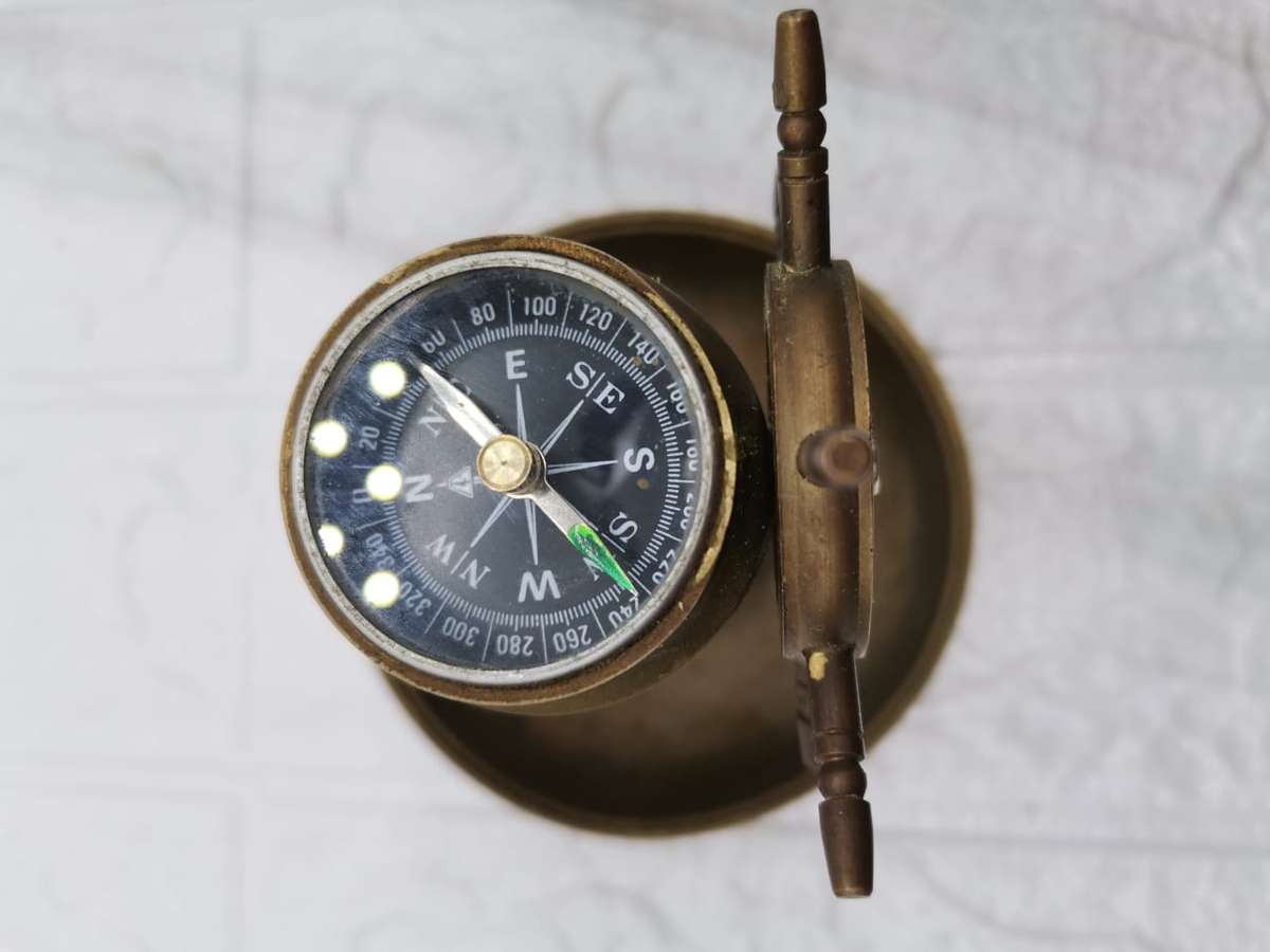 BRASS SHIP ORNAMENT WITH BUILT IN COMPASS