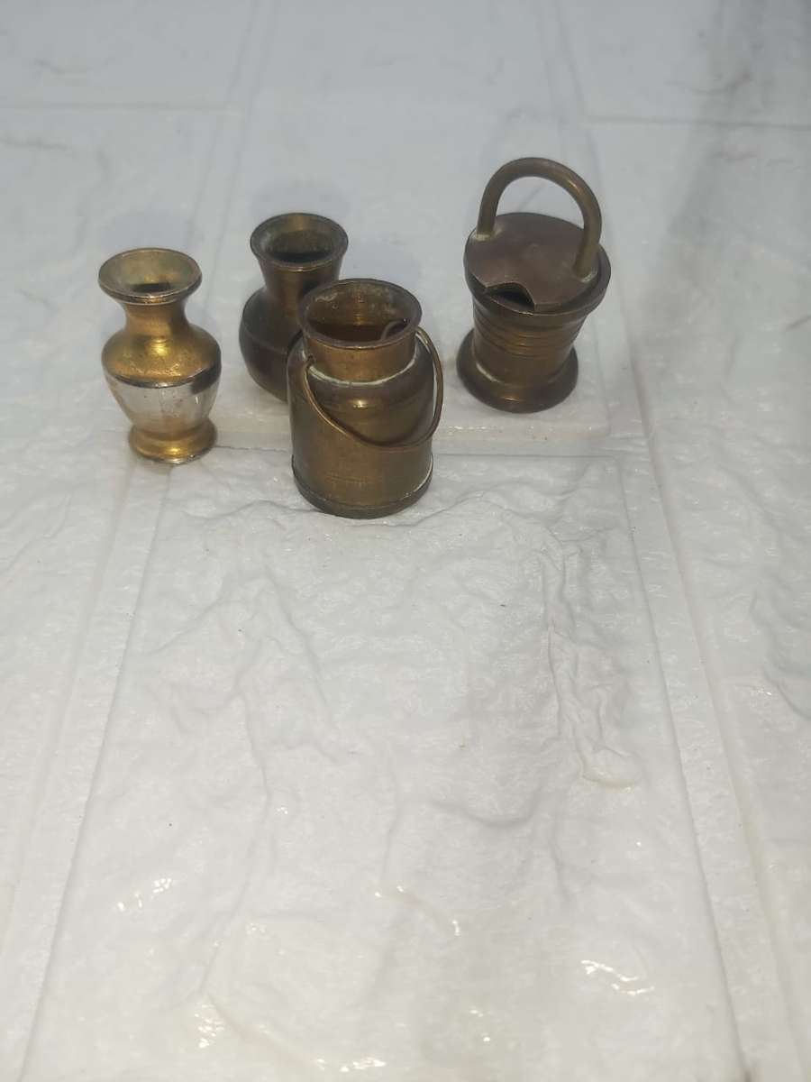 BRASS  TEMTATIONS 3CM ORNAMENTS ---REAL BRASS --ASSORTED CANISTERS