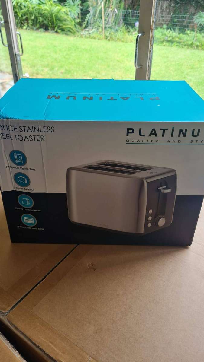 Platinum Silver Stainless Steel 2 Slice Toaster 900W