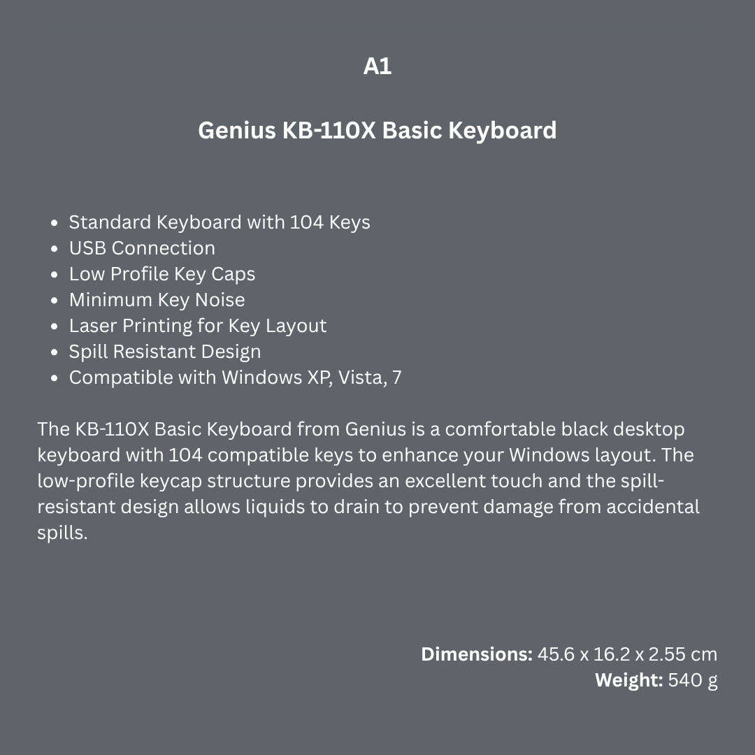 A1. Genius KB-110X Basic Keyboard
