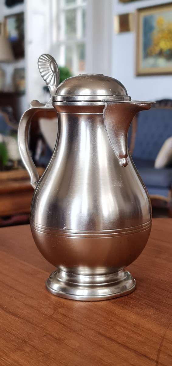 Vintage Metawa Holland pewter pitcher, likely from the 1930s-1940s.