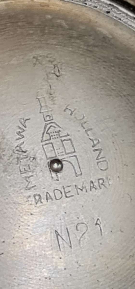 Vintage Metawa Holland pewter pitcher, likely from the 1930s-1940s.