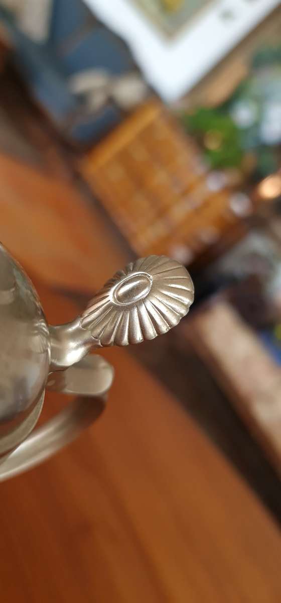 Vintage Metawa Holland pewter pitcher, likely from the 1930s-1940s.