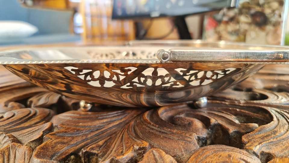 Silverplated Decorative Centerpiece Tray with Feet and Pierced Design