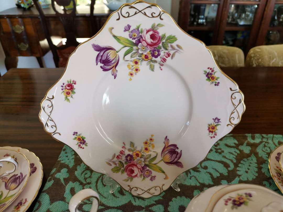 Vintage Tuscan Fine English Bone China Tea Set  Elegant "Montrose" Design