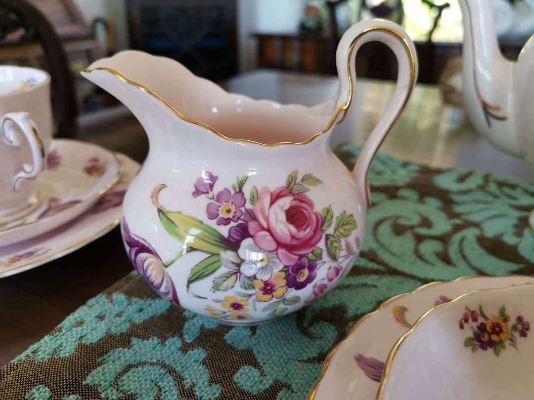 Vintage Tuscan Fine English Bone China Tea Set  Elegant "Montrose" Design