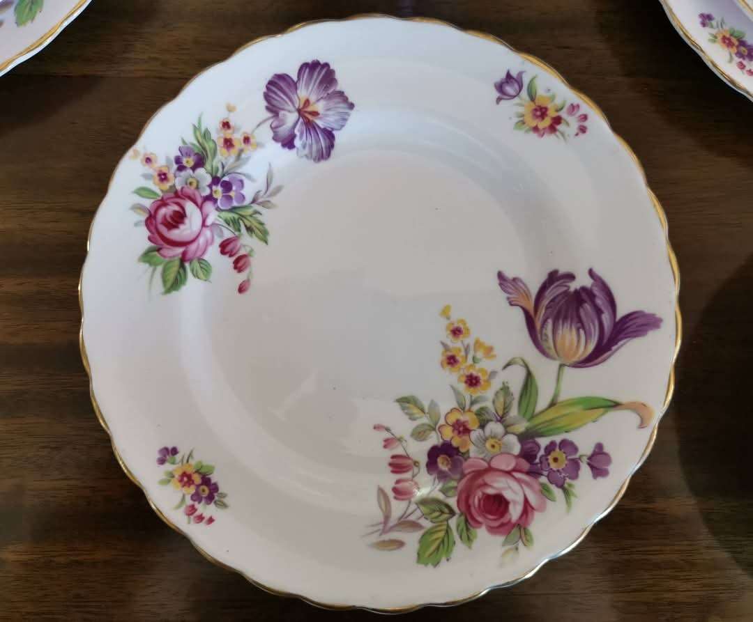 Vintage Tuscan Fine English Bone China Tea Set  Elegant "Montrose" Design