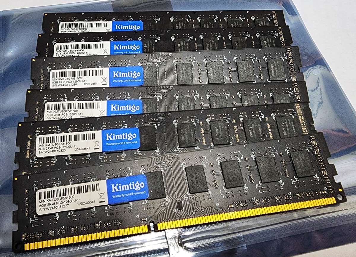 Bundle of 6 x Kimtigo Cavalry 8GB DDR3 1600Mhz DIMM Memory Modules KMTU8GF581600