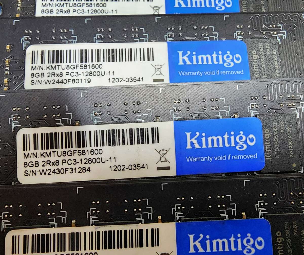 Bundle of 6 x Kimtigo Cavalry 8GB DDR3 1600Mhz DIMM Memory Modules KMTU8GF581600