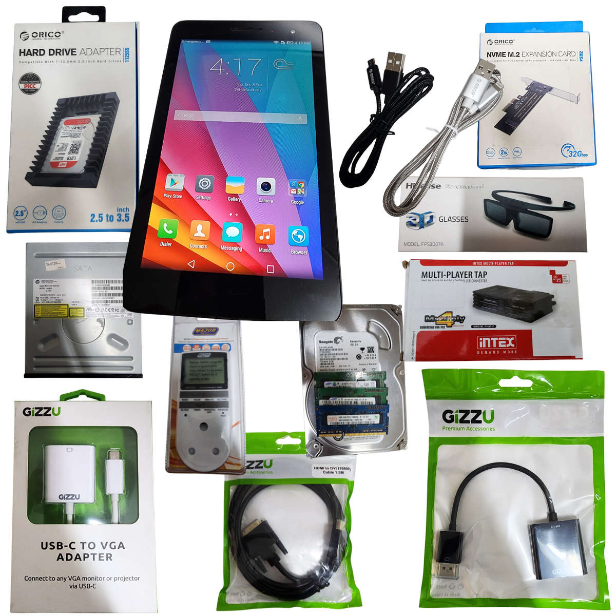 Mixed lot of New and Secondhand Items (Including a Huawei MediaTab) - One bid for all items