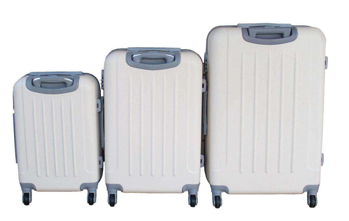 White 3-Piece Hard Shell Luggage Set  Spinner Trolley Bags with Lock, Interior Lining, SA Travel