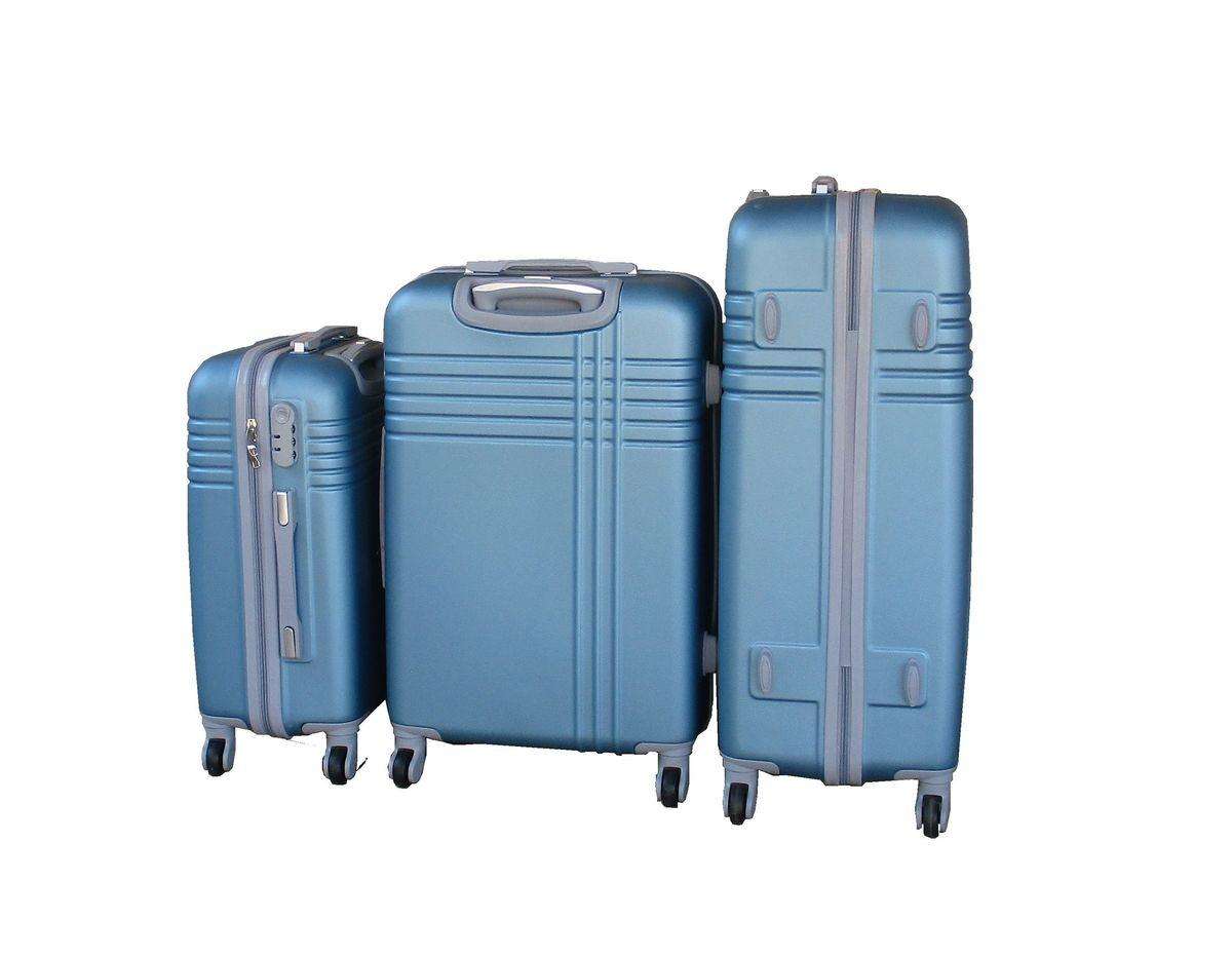 Teal Blue ABS 3-Piece Spinner Luggage Set with Lock  Durable Lightweight Hard Shell Travel Cases SA