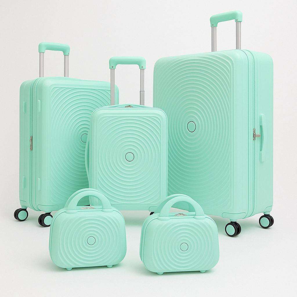 Light Green 5-Piece Spinner Luggage Set with TSA Locks & Wave Pattern  Stylish Travel System SA