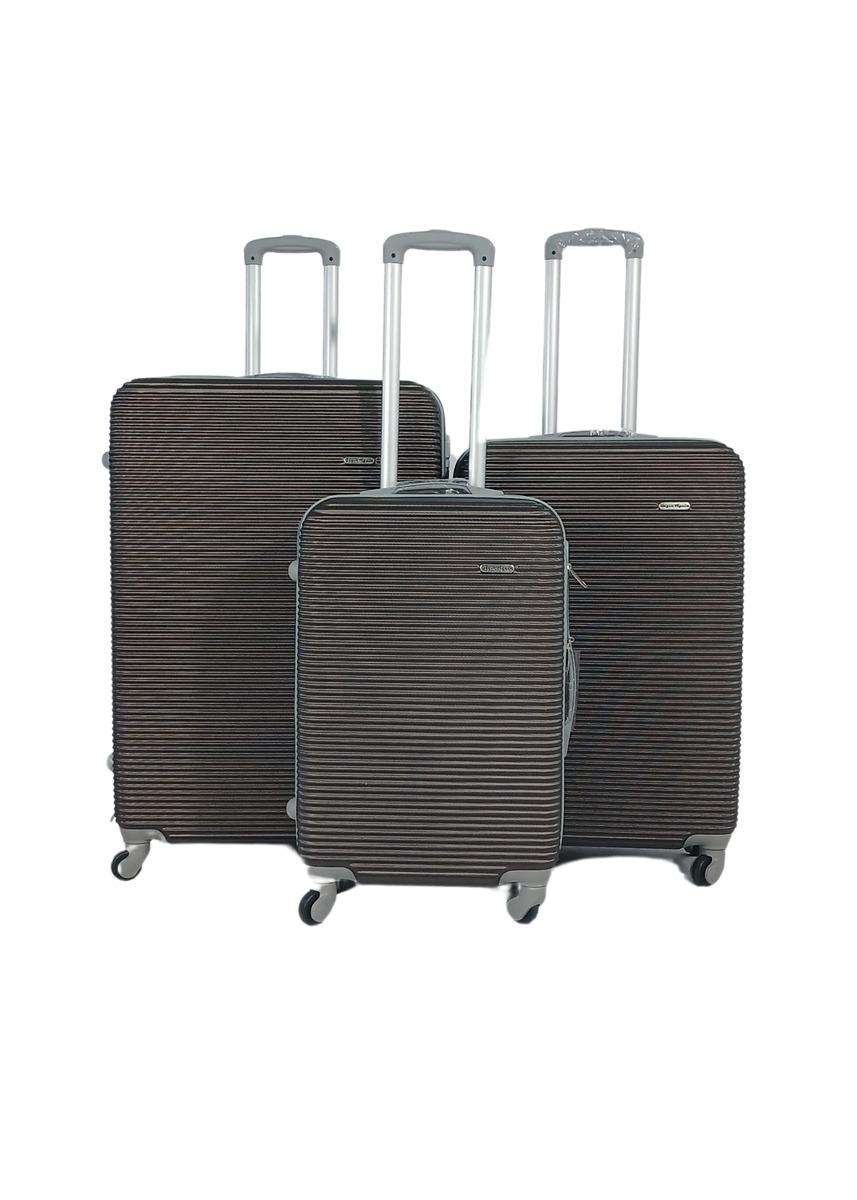 Brown 3-Piece Hard Shell Luggage Set with Spinner Wheels, Combination Locks and Nested Storage
