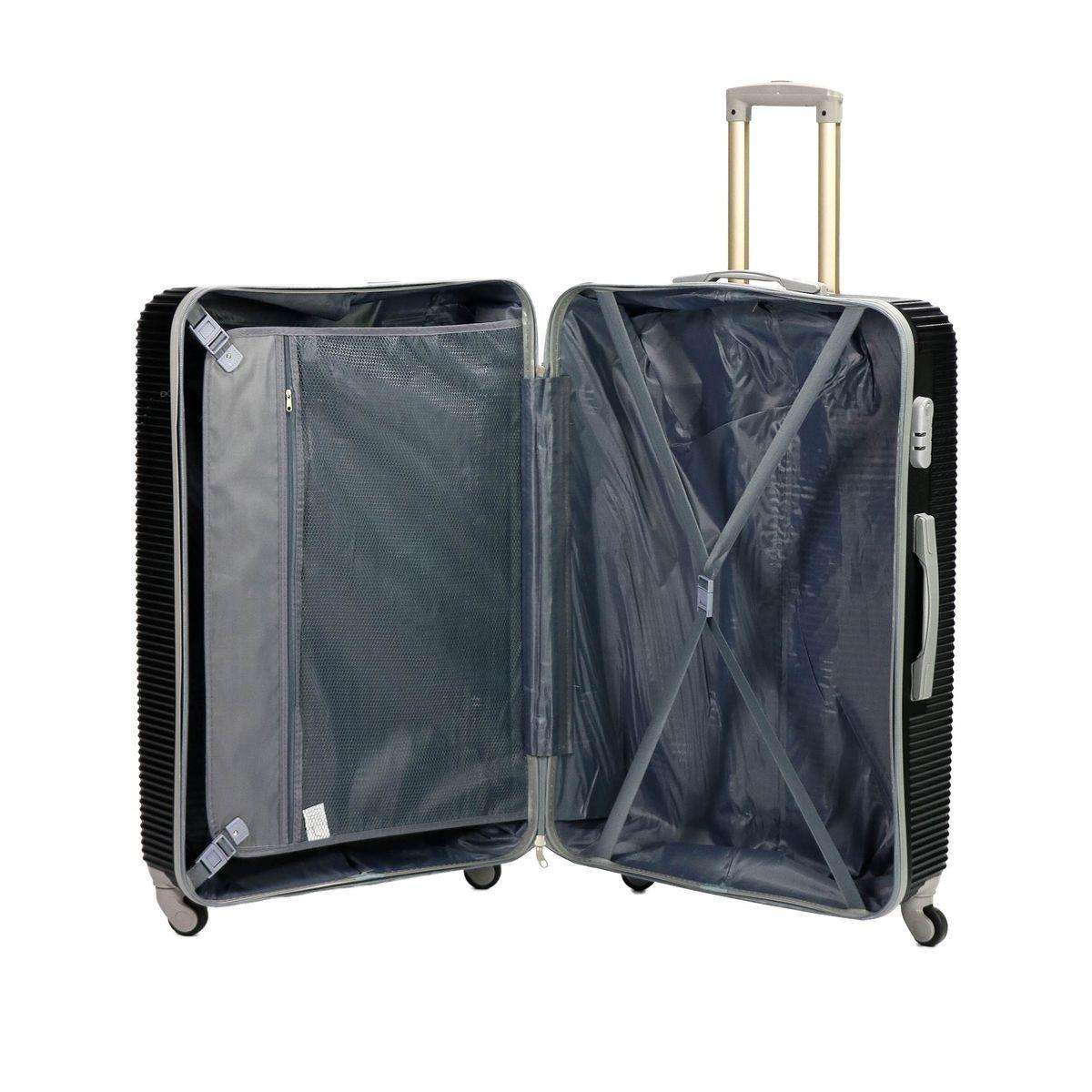 Mooistar 3-Piece Black Luggage Set with Spinner Wheels, Lock, Telescopic Handle & Zipper Divider