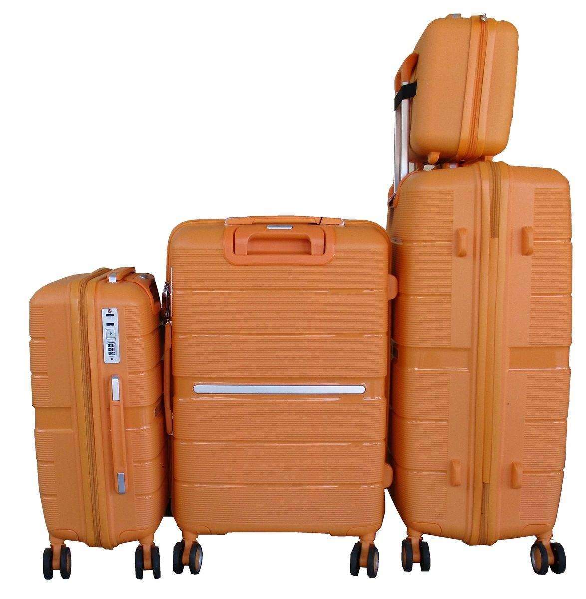 MOOISTAR 4pc  Trolley Luggage Set Orange Spinner Wheels TSA Lock Vanity Case Travel