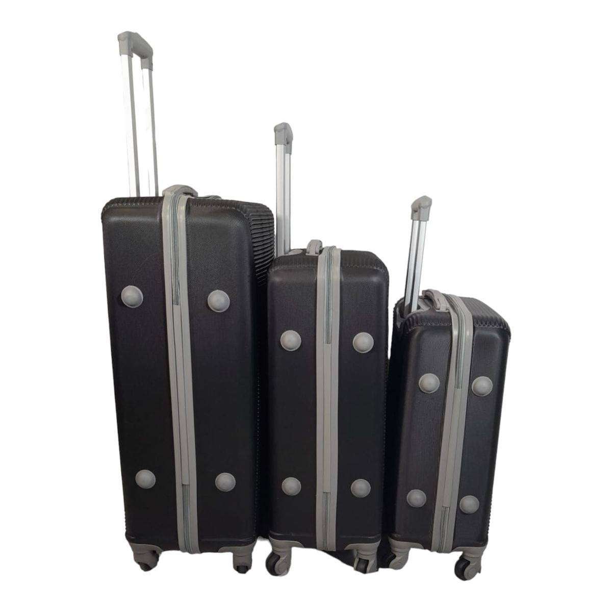 3pc ABS Trolley Luggage Set Black Spinner Wheels Combination Lock Carry On Medium Large