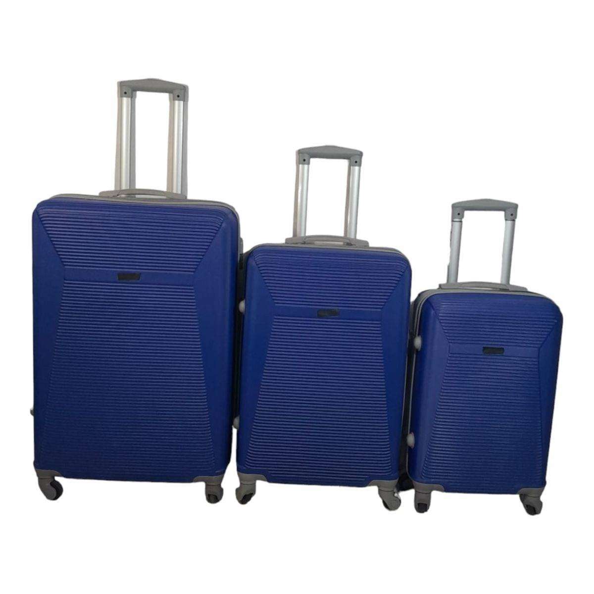 3pc ABS Trolley Luggage Set Blue Spinner Wheels Combination Lock Carry On Medium Large