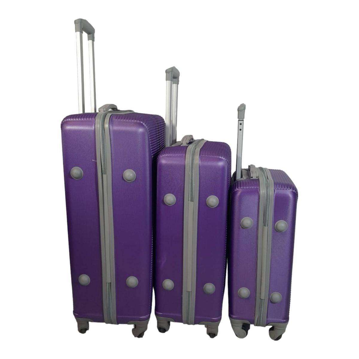 3pc ABS Trolley Luggage Set Purple Spinner Wheels Combination Lock Carry On Medium Large