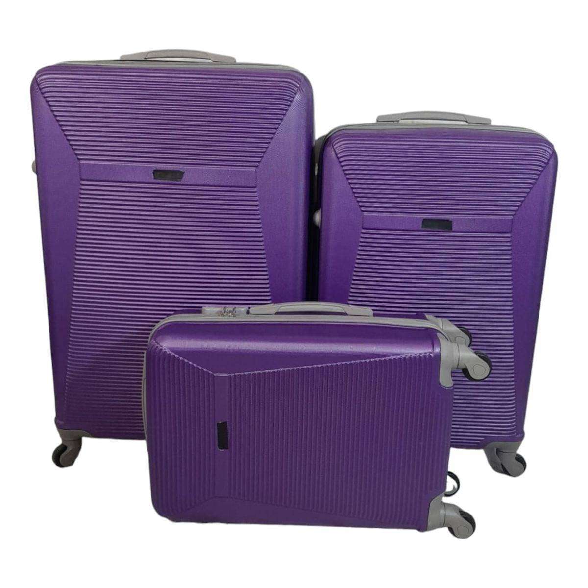 3pc ABS Trolley Luggage Set Purple Spinner Wheels Combination Lock Carry On Medium Large