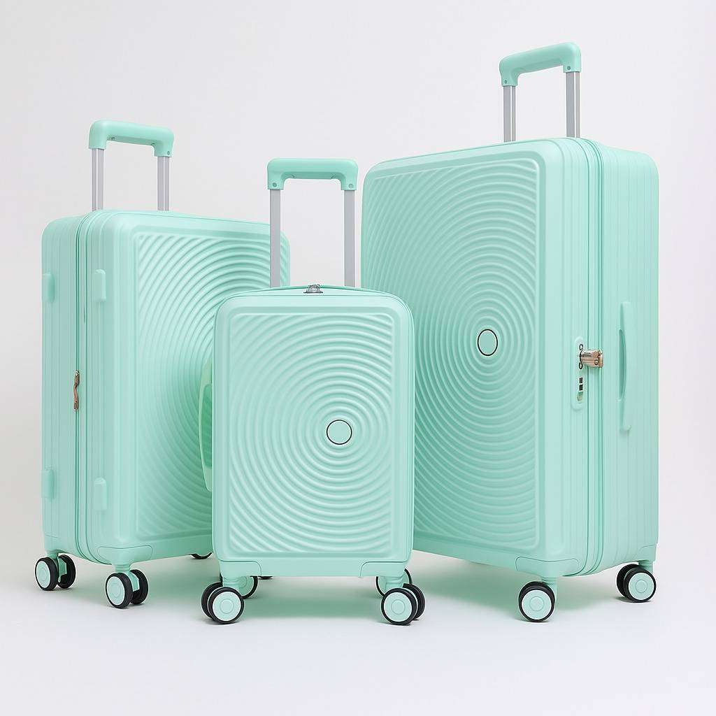 Premium 5-Piece Polycarbonate Luggage Set Light Green  TSA Lock, Spinner Wheels, Vanity Cases