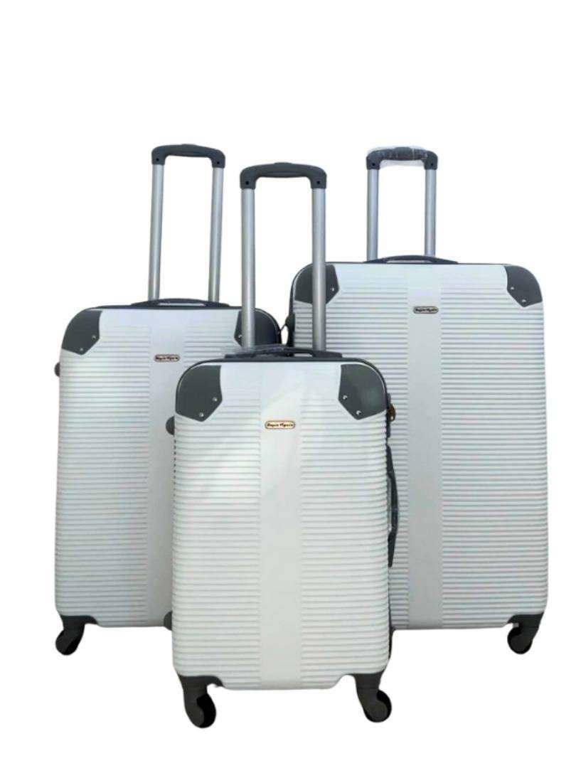 3-Piece ABS Hardshell Luggage Set White   Spinner Wheels, Lightweight Travel Suitcases