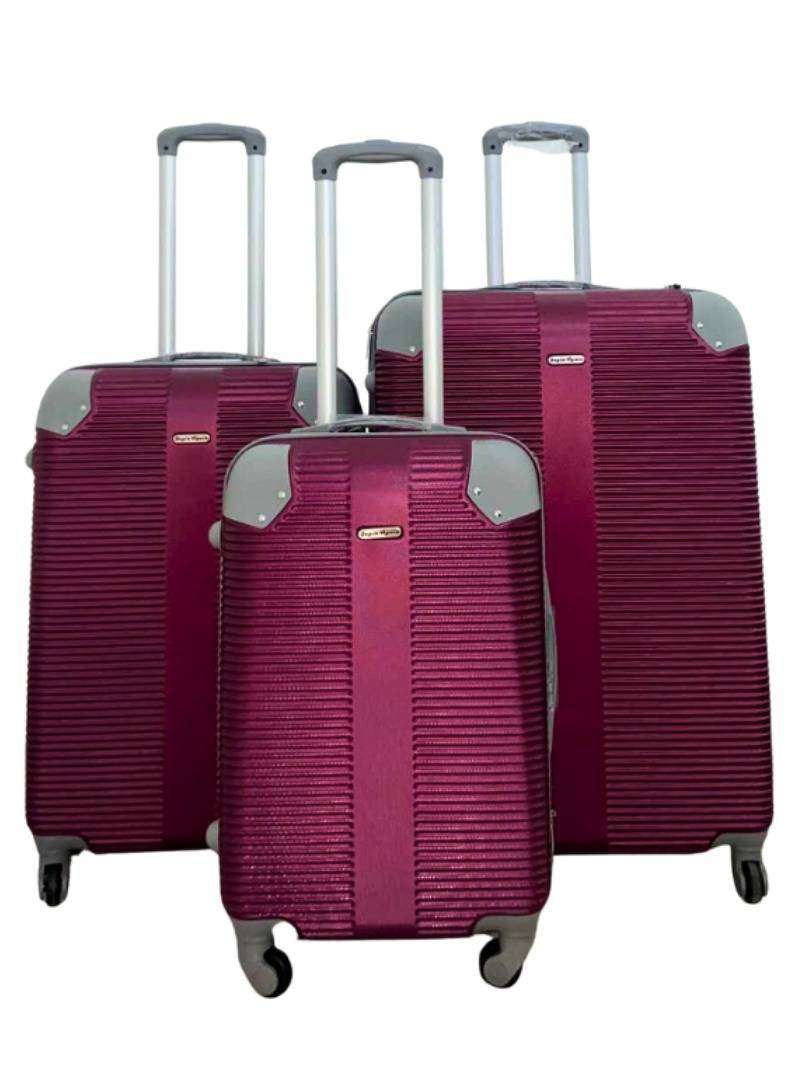 3-Piece ABS Hardshell Luggage Set Purple & Grey  Spinner Wheels, Lightweight Travel Suitcases
