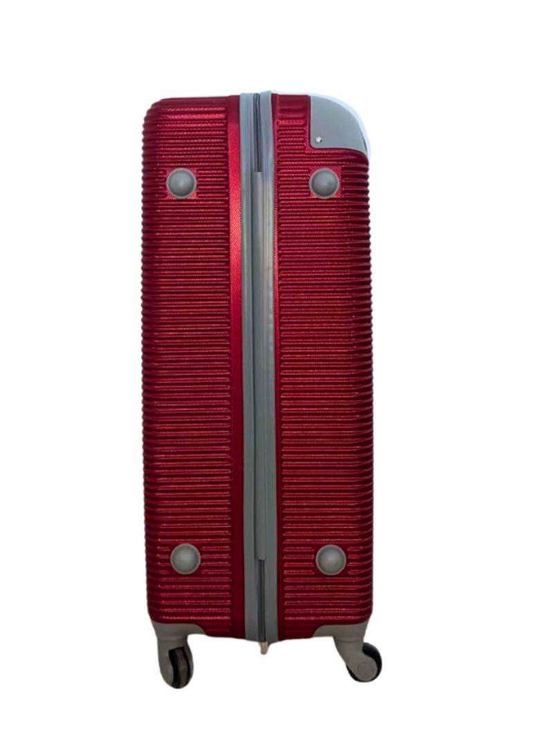 3-Piece ABS Hardshell Luggage Set Red & Grey  Spinner Wheels, Lightweight Travel Suitcases