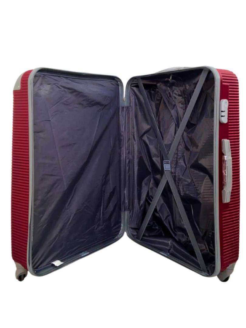 3-Piece ABS Hardshell Luggage Set Red & Grey  Spinner Wheels, Lightweight Travel Suitcases