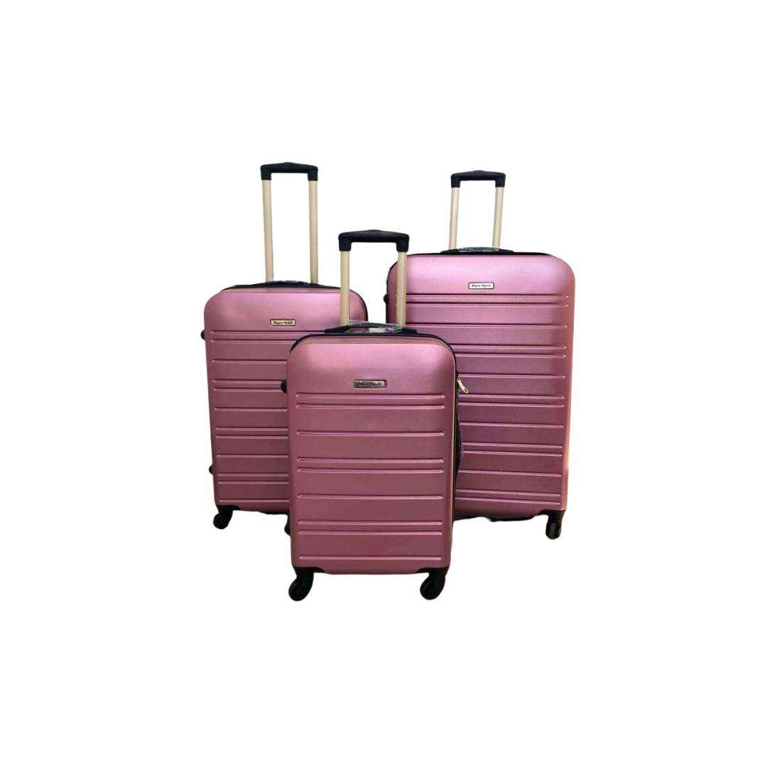 3-Piece ABS Hardshell Luggage Set Pink  Spinner Wheels, Lightweight Trolley Suitcases