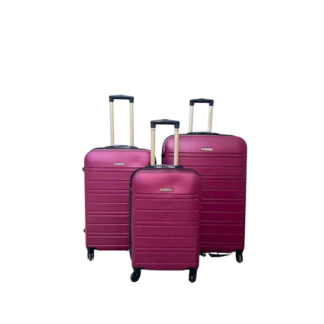3-Piece ABS Hardshell Luggage Set Purple  Spinner Wheels, Lightweight Trolley Suitcases