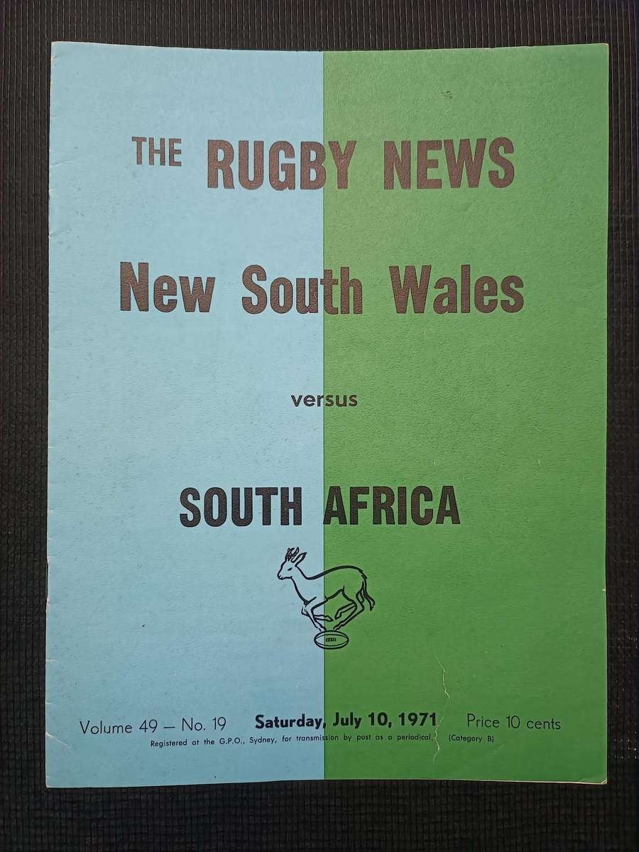 1971 SPRINGBOKS V NEW SOUTH WALES RUGBY PROGRAMME