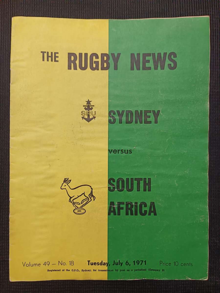 1971 SPRINGBOKS V SYDNEY RUGBY PROGRAMME