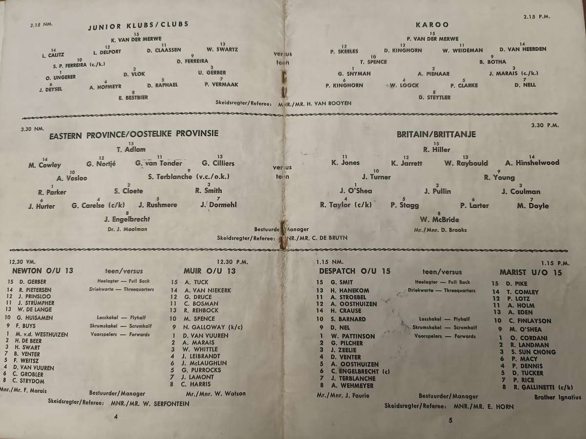 1968 EASTERN PROVINCE V BRITISH LIONS RUGBY PROGAMME