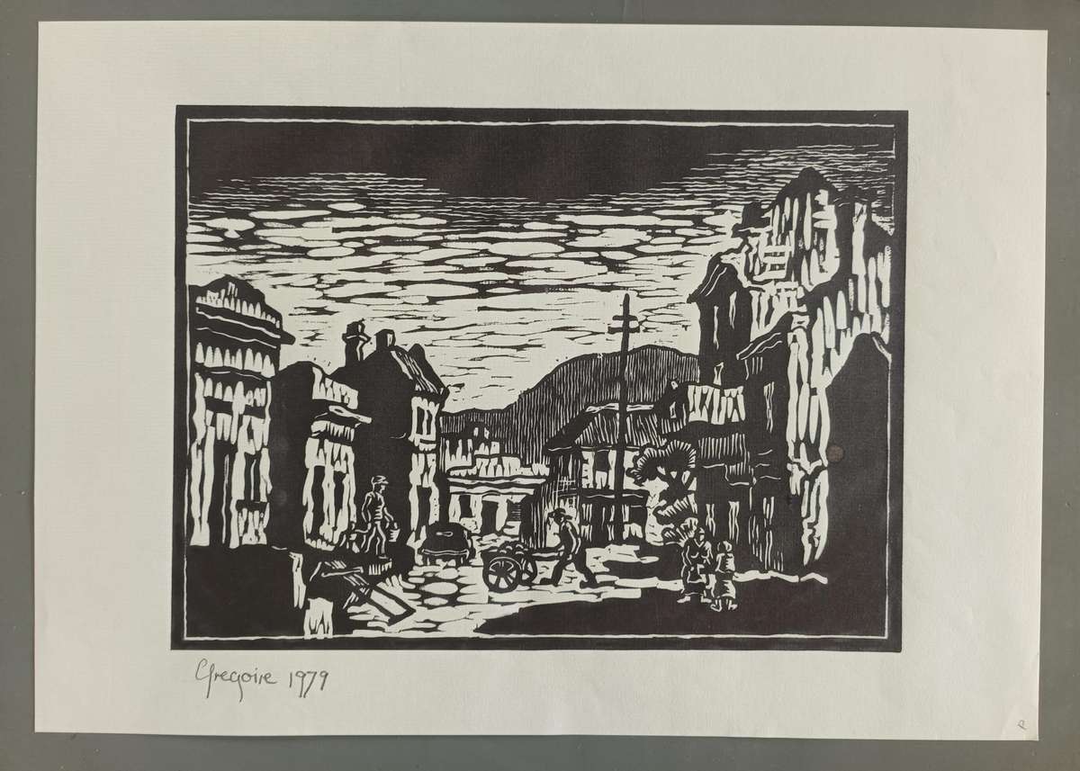 GREGOIR BOONZAIER SIGNED LINOCUT - DISTRICT 6 - 300 X 230 IMAGE SIZE