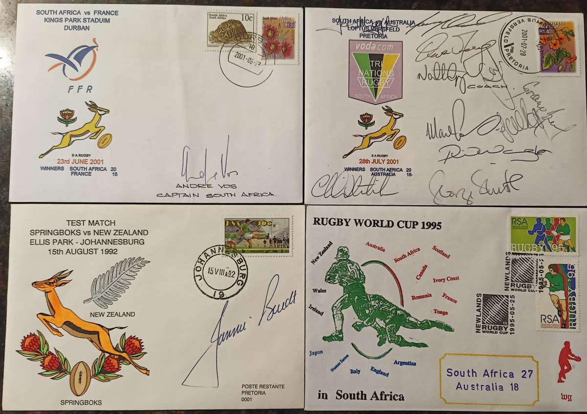 RUGBY FDC SIGNED X 4 - SEE DESCRIPTION FOR DETAILS
