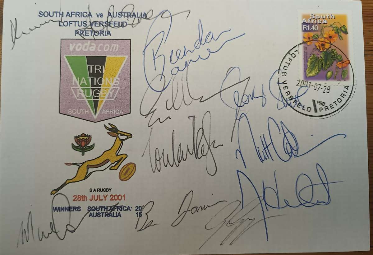 2001 SIGNED RUGBY FDC - MULTI SIGNED BY AUSTRALIAN SQUAD