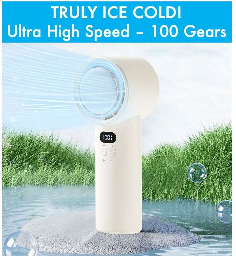 Handheld Turbo Fan with Instant Cooling Pad