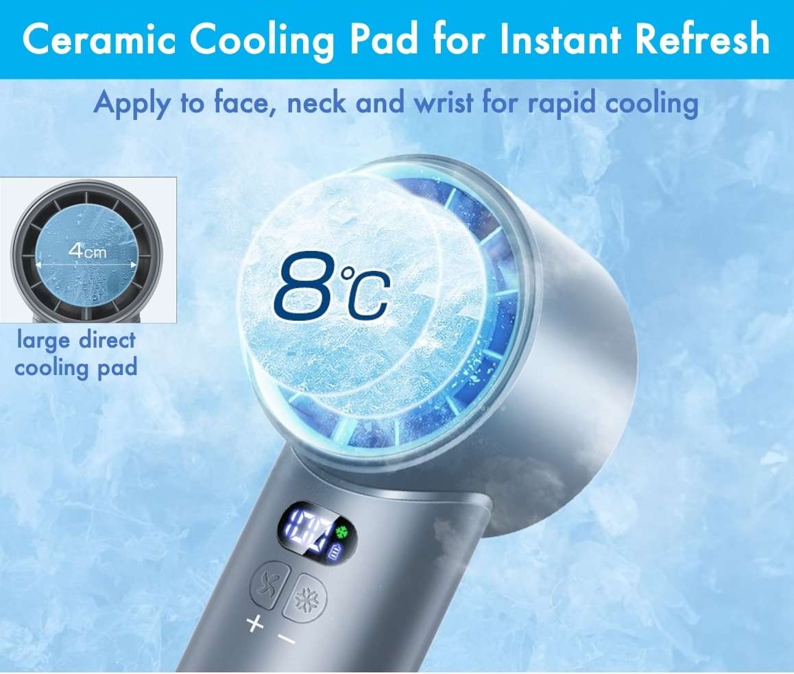 Handheld Turbo Fan with Instant Cooling Pad