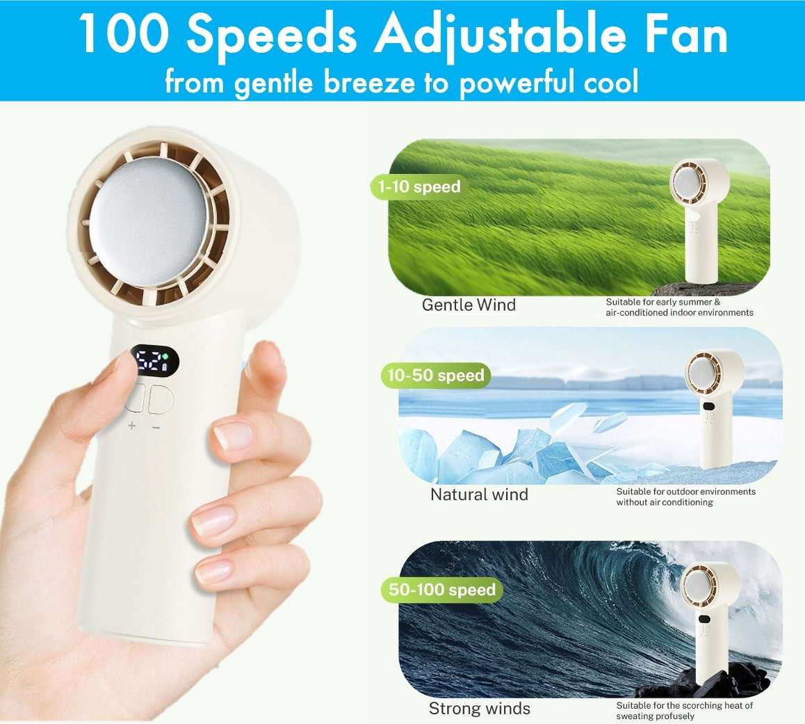 Handheld Turbo Fan with Instant Cooling Pad